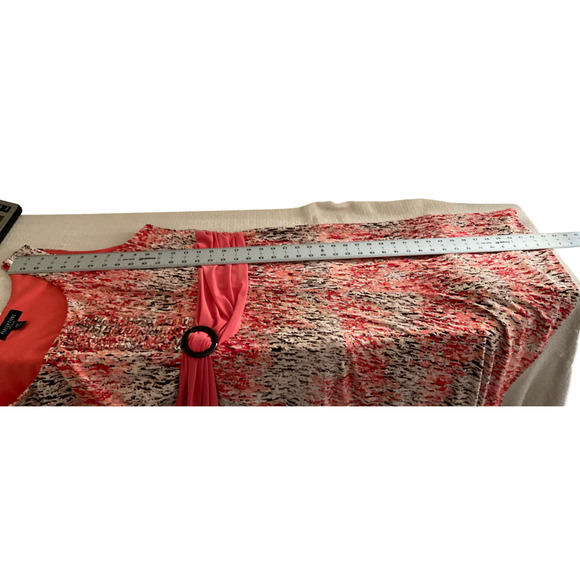 Perceptions Women's Dress 20W Coral Black Cream Abstract Pattern Sleeveless - Picture 6 of 9